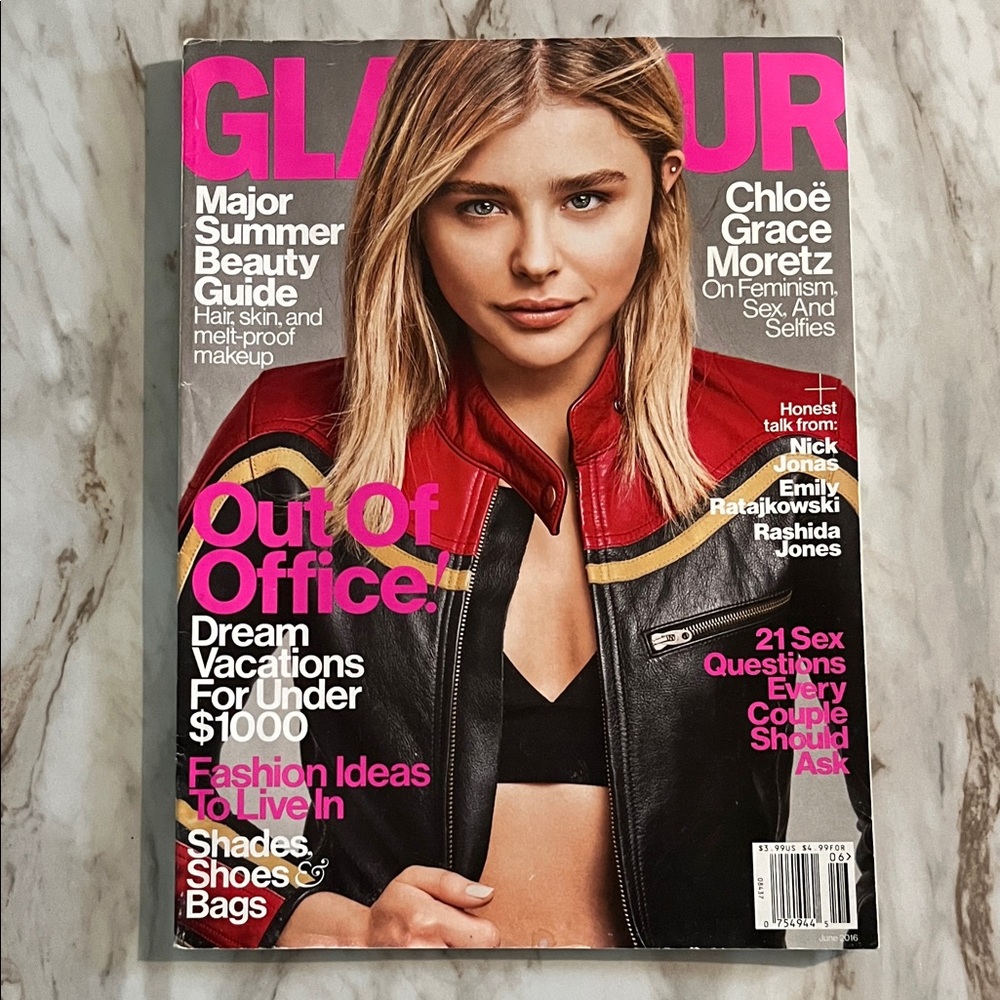 2016 Glamour Magazine Cover with Chloe Grace Moretz Emily Ratajkowski Nick Jonas